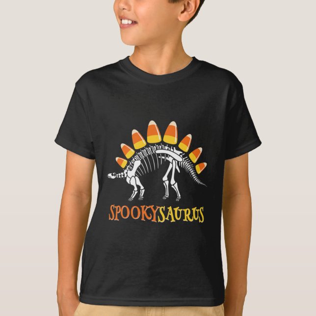 Camiseta Fun Spookysaurus Candy Corn Dinosaur Halloween Tod (Anverso)