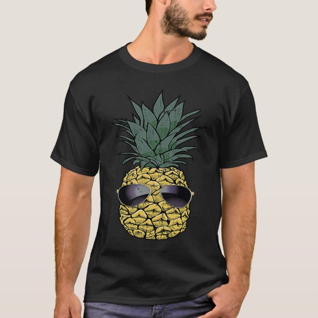 Camiseta Fun Tropical Pineapple Sunglasses PJ Boy Girl Men  (Anverso)