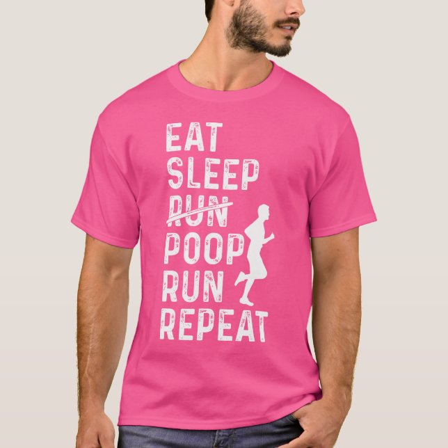Camiseta Funciona Fundadosamente Runner Eat Sleep Run Poop  (Anverso)
