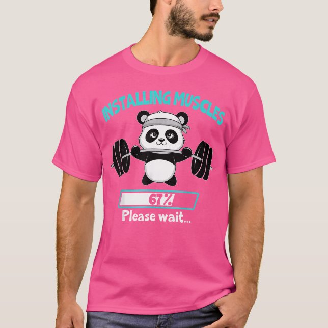 Camiseta Funciona Instalando Músculo Panda Lifting Barbe (Anverso)