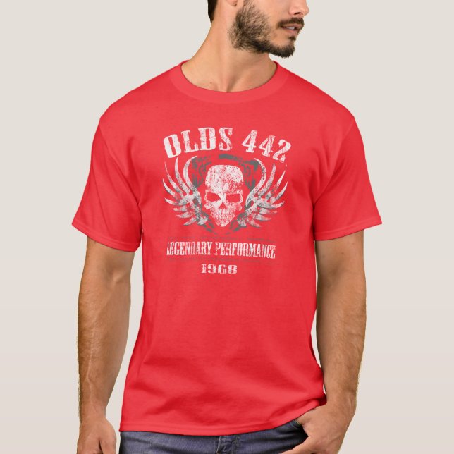 Camiseta Funcionamiento legendario 1968 de Olds 442 (Anverso)