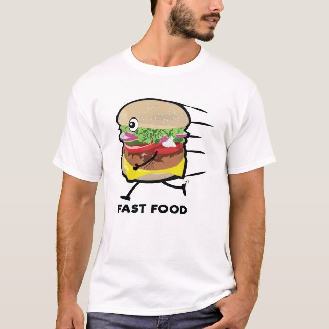 Camiseta Funcionando comida rápida - Funny Burger Design (Anverso)