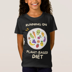 Camiseta Funcionando sobre frutas y verduras de la dieta ba