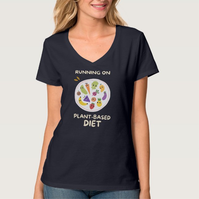 Camiseta Funcionando sobre frutas y verduras de la dieta ba (Anverso)
