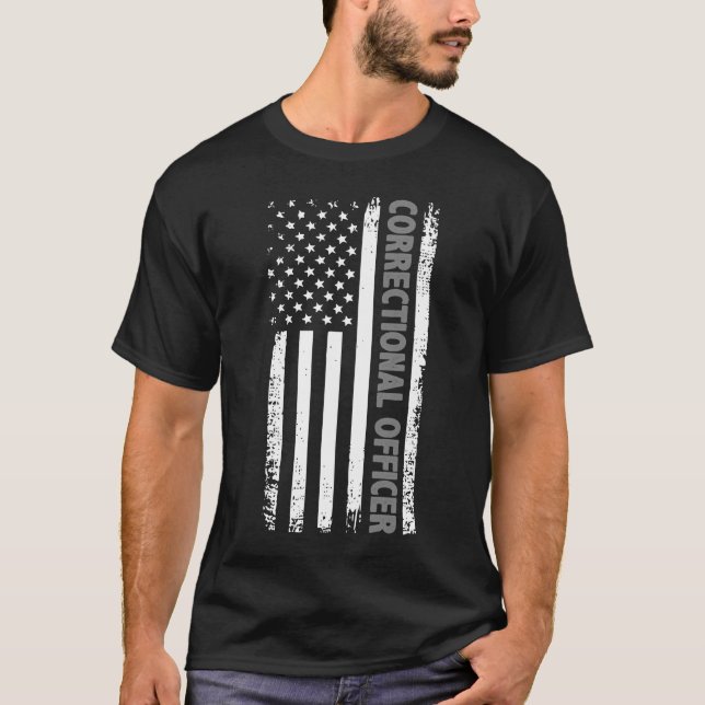 Camiseta Funcionario correccional Bandera estadounidense Li (Anverso)