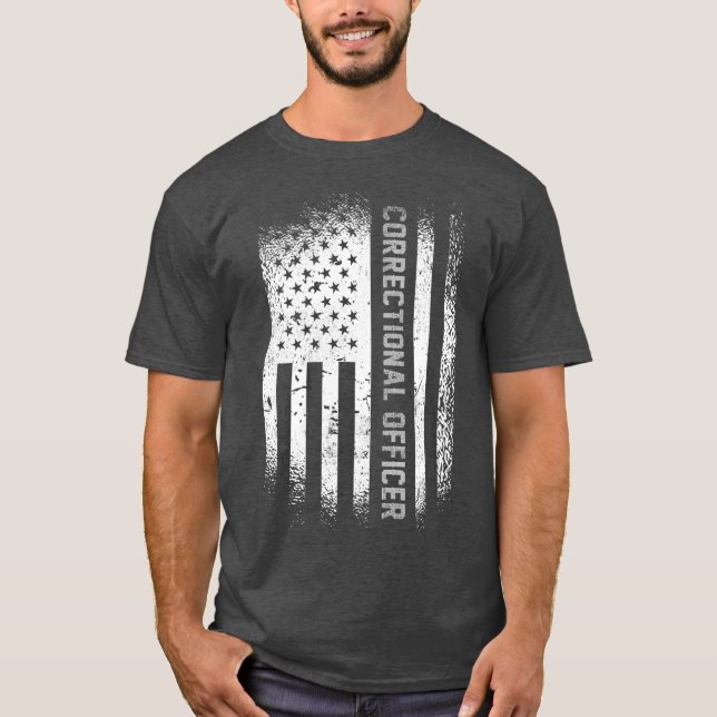 Camiseta Funcionario correccional con bandera estadounidens (Anverso)