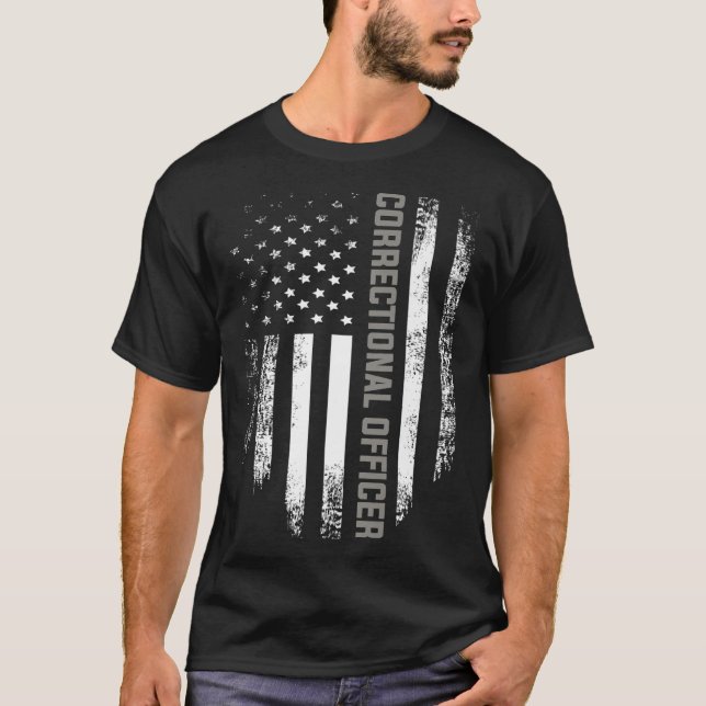 Camiseta Funcionario correccional de época con bandera esta (Anverso)