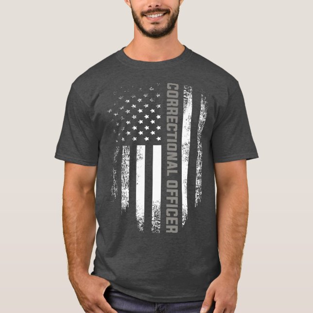 Camiseta Funcionario correccional de época con bandera esta (Anverso)