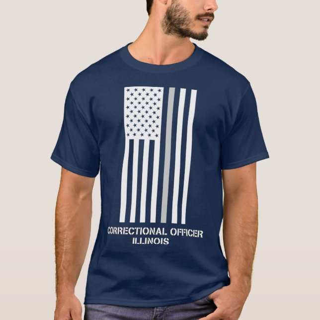 Camiseta Funcionario correccional de Illinois Línea Gris de (Anverso)