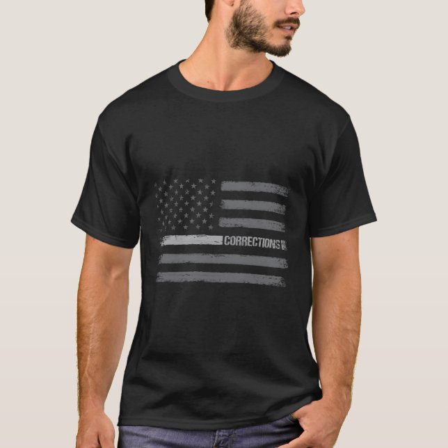 Camiseta Funcionario correccional de línea delgada plateada (Anverso)