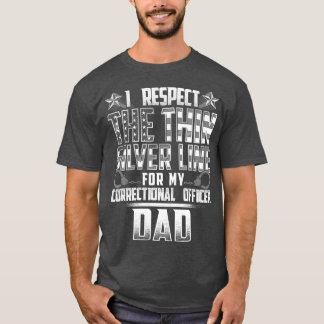 Camiseta Funcionario correccional delgado de línea plateada