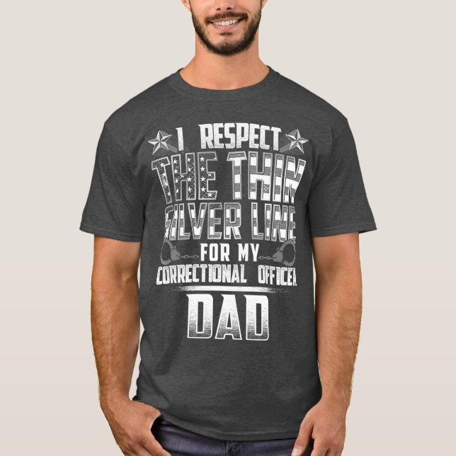 Camiseta Funcionario correccional delgado de línea plateada (Anverso)