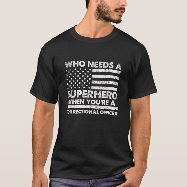 Camiseta Funcionario correccional divertido Superhéroe Vint (Anverso)