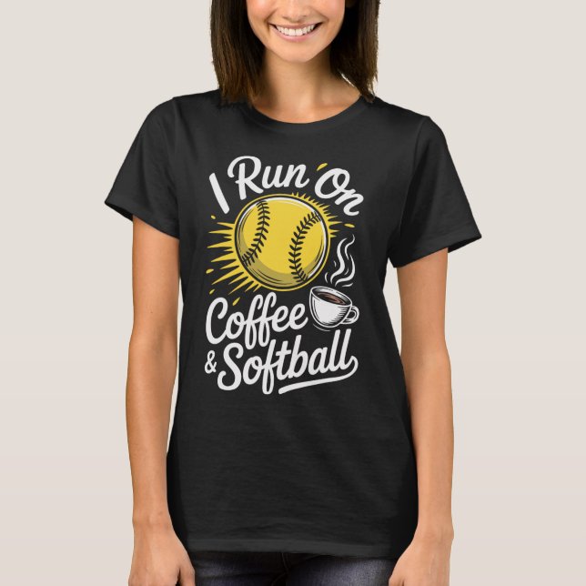 Camiseta Funciono con café y divertido suave (Anverso)