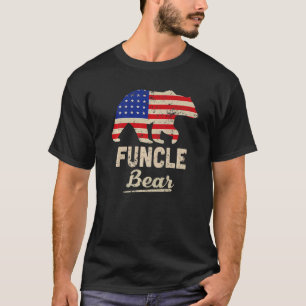 Camiseta Funcle Bear American Flag Distress  For Men