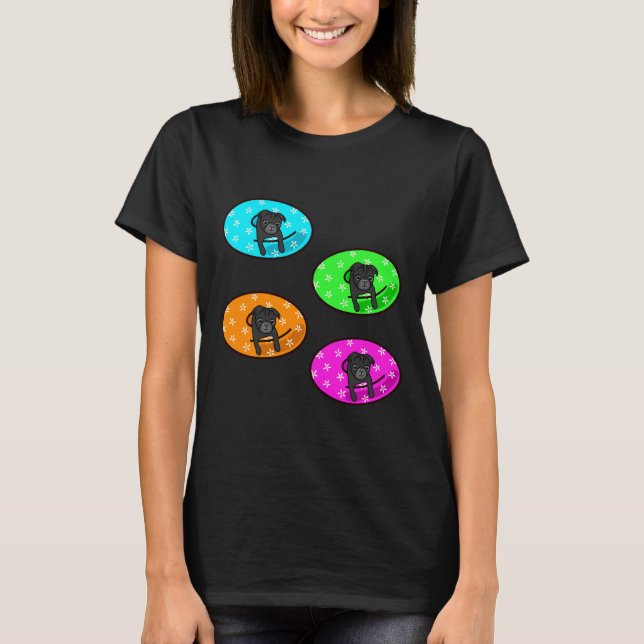 Camiseta Funda de cámara interior Pug negra 1015 (Anverso)