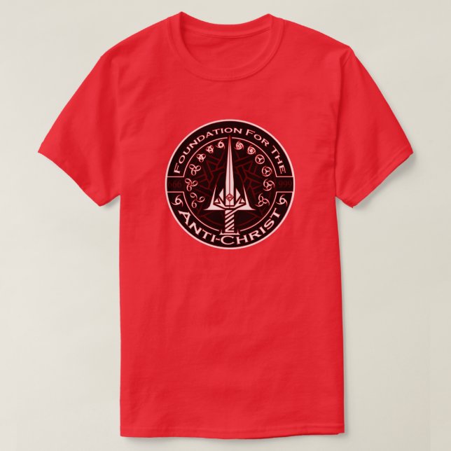Camiseta Fundación roja para el símbolo del AntiChrist (Diseño del anverso)