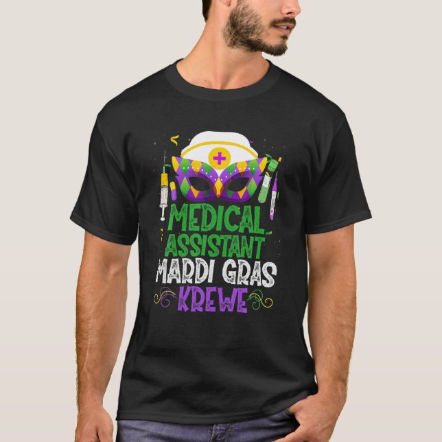Camiseta Fundadosa asistente médica Krewe Mask Mardi Gras C (Anverso)
