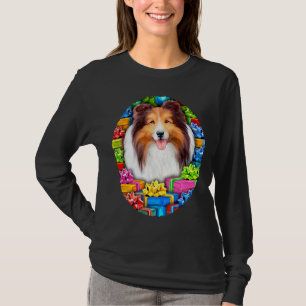 Camiseta Fundición de regalos abiertos de Sheltie Navidades