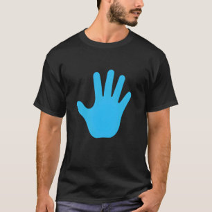 Camiseta Fundidad de impresión de mano azul en papel