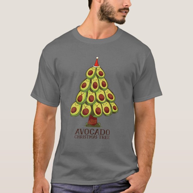 Camiseta Fundido Aguacate Árbol de Navidad Red Santa Hat Fr (Anverso)
