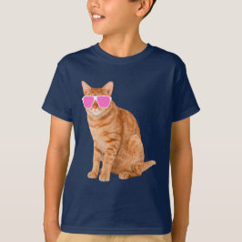 Camiseta Fundido Naranja Tabby Cat con gafas de sol