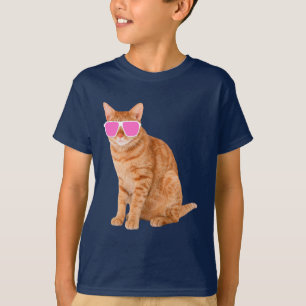 Camiseta Fundido Naranja Tabby Cat con gafas de sol