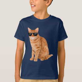 Camiseta Fundido Naranja Tabby Cat con gafas de sol