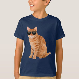 Camiseta Fundido Naranja Tabby Cat con gafas de sol
