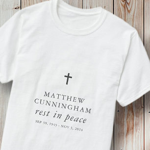 Camiseta Funeral Memorial Descanso En Paz Moderna Cruz Simp