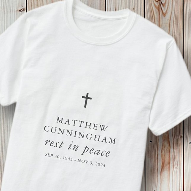 Camiseta Funeral Memorial Descanso En Paz Moderna Cruz Simp (Subido por el creador)