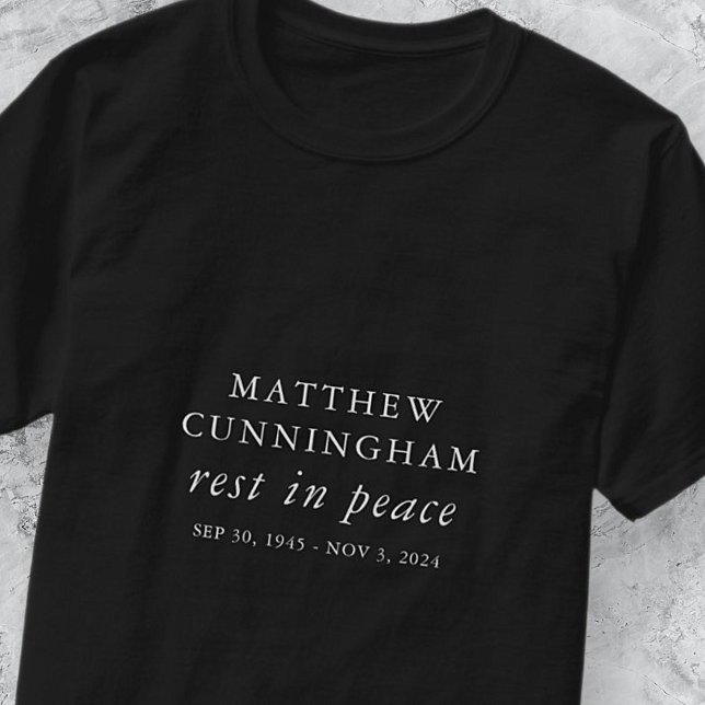 Camiseta Funeral Memorial Descanso En Paz Moderno Sencillo (Subido por el creador)
