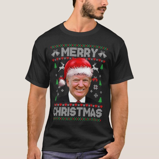 Camiseta Funeraria familia de Navidad Donald Trump (Anverso)