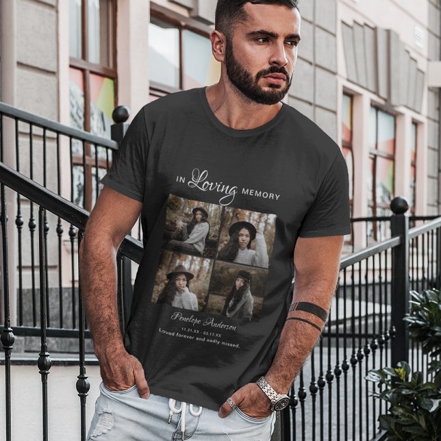 Camiseta funeraria moderna de 4 Collages de fotos (Subido por el creador)