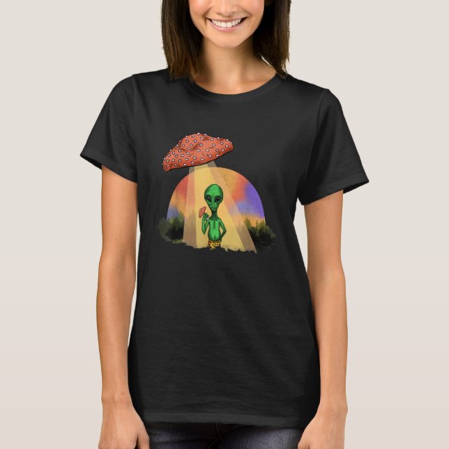 Camiseta Fungus Magic Psilocybin Mushrooms Alien UFO (Anverso)