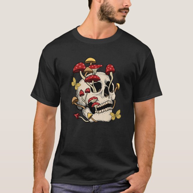 Camiseta Fungus Magic Psilocybin Mushrooms Skull Face Hippi (Anverso)