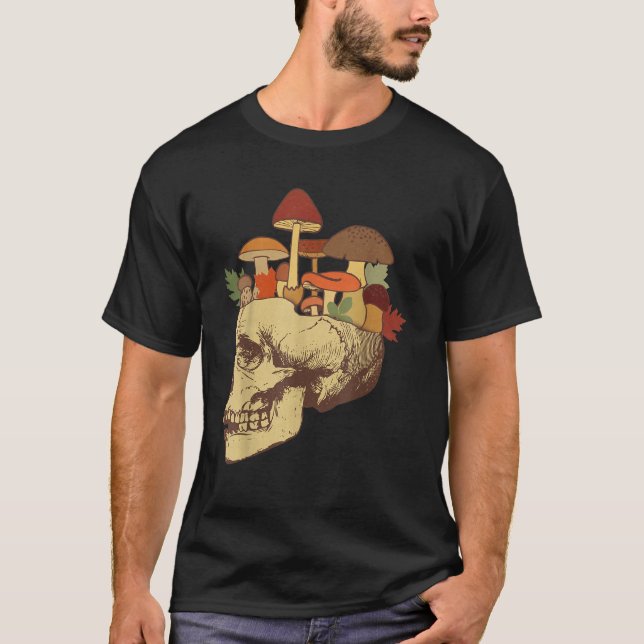 Camiseta Fungus Magic Psilocybin Mushrooms Skull Face Hippi (Anverso)