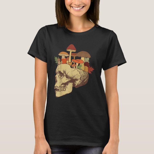 Camiseta Fungus Magic Psilocybin Mushrooms Skull Face Hippi (Anverso)