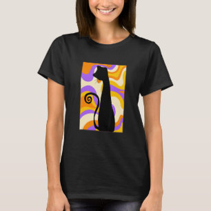 Camiseta Funky 60's Style Black Cat Colorful Background Abs
