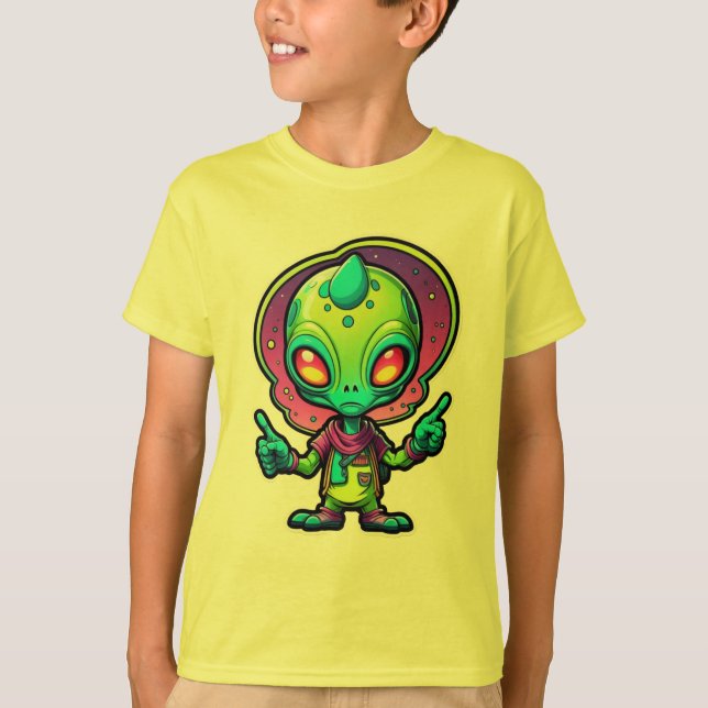 Camiseta Funky Alien Peace Sign Pegatina (Anverso)