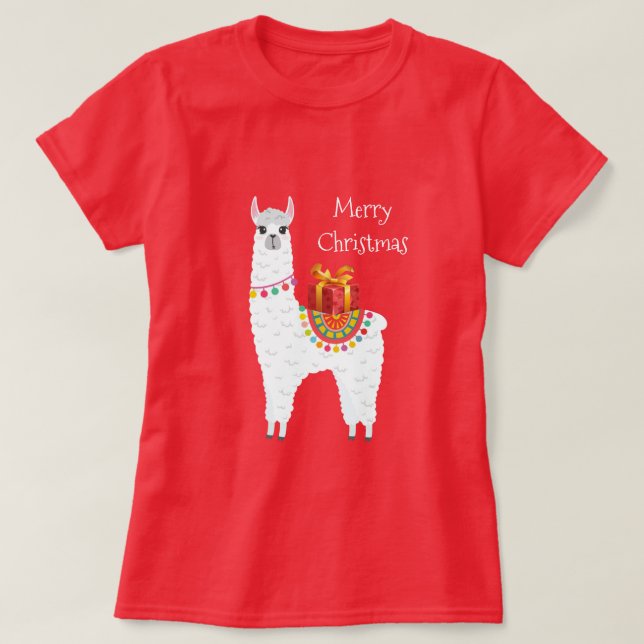 Camiseta Funky Alpaca Navidades linda llama (Diseño del anverso)