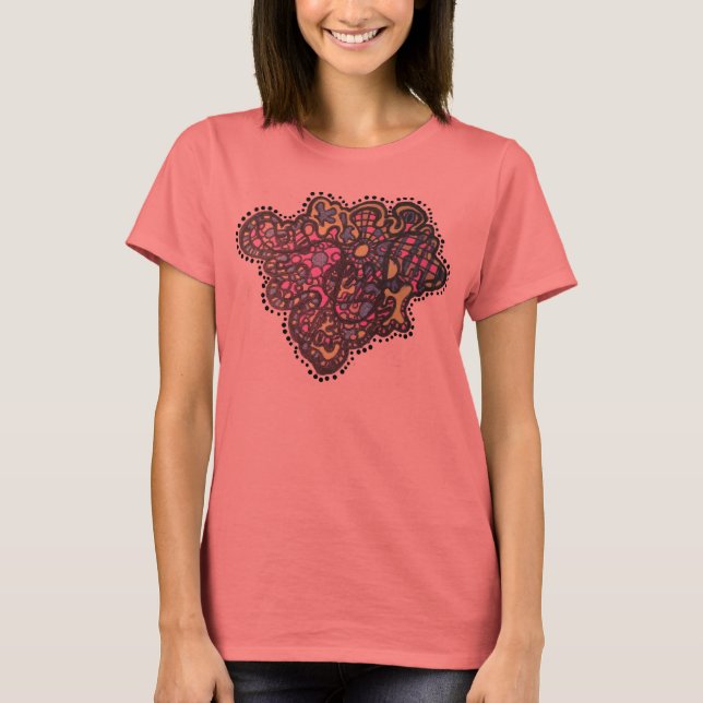 Camiseta Funky Art T-Shirt Ringer Tee Dibujo colorido (Anverso)