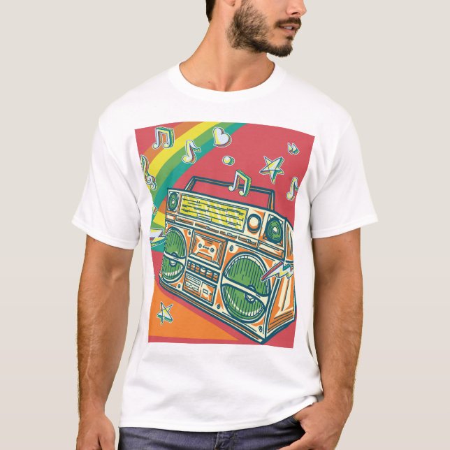 Camiseta Funky Boom Box Colorous Design (Anverso)