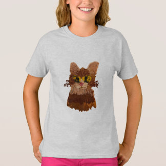 Camiseta Funky Dedo Pintado de Camisas de Tee Cara de Gato