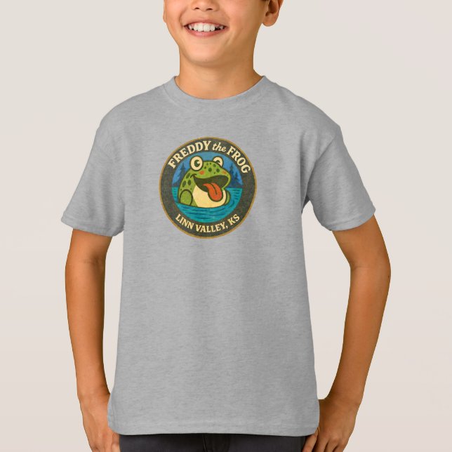 Camiseta Funky Freddy Frog of Linn Valley, KS Kids Tee (Anverso)