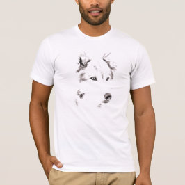 Camiseta Funky Gray Wolf Face Head Sketch