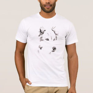 Camiseta Funky Gray Wolf Face Head Sketch