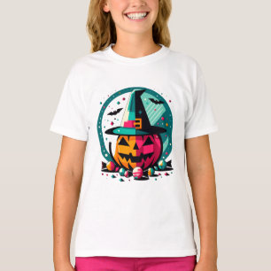 Camiseta Funky Pop Art Pumpkin Witch Hat Candy