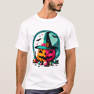 Camiseta Funky Pop Art Pumpkin Witch Hat Candy
