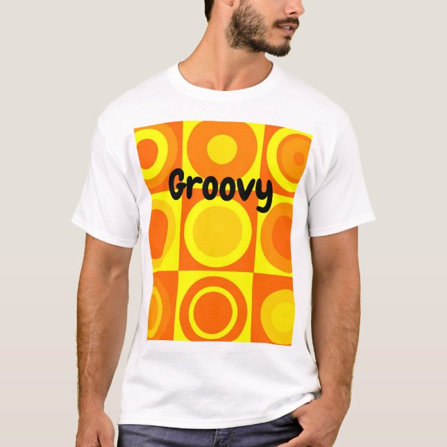 Camiseta Funky Retro Naranja Círculos Amarillos (Anverso)